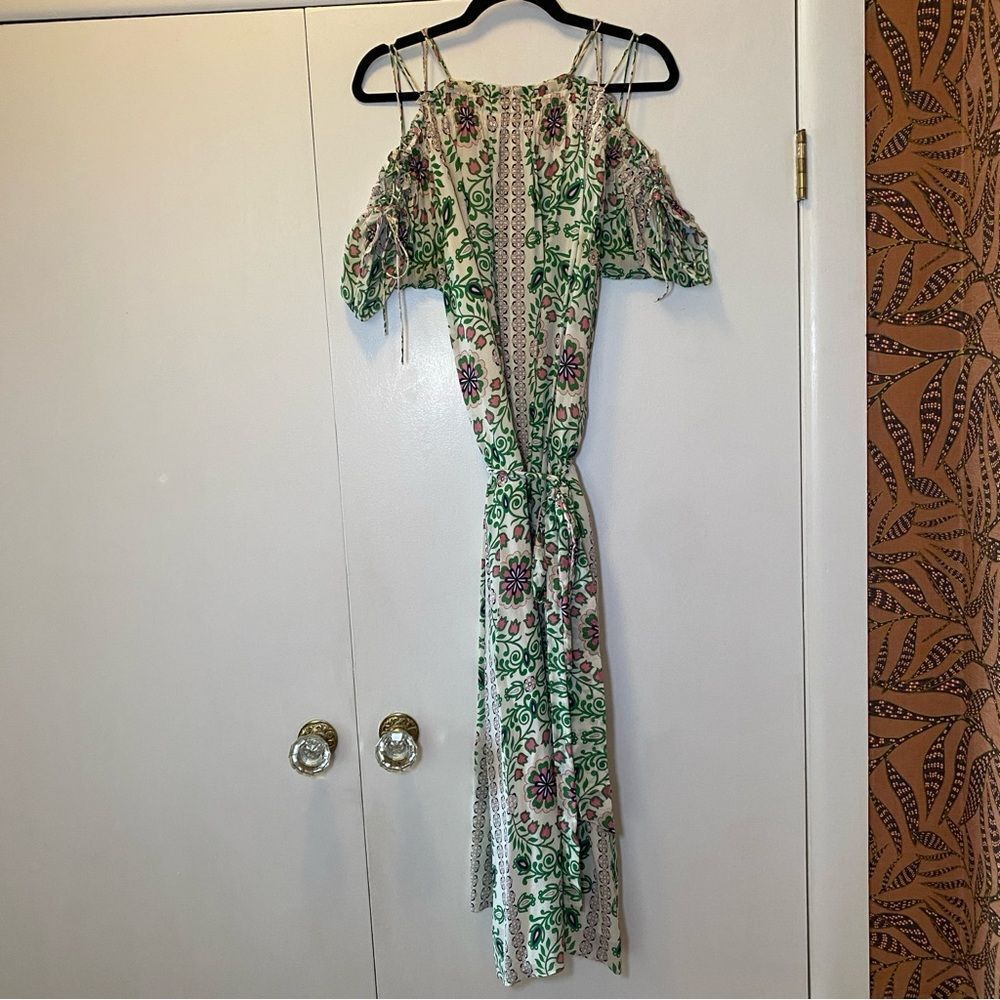 Tory Burch Asilomar Garden Party Asilomar Floral Dress White Purple Green 10 - Picture 7 of 13